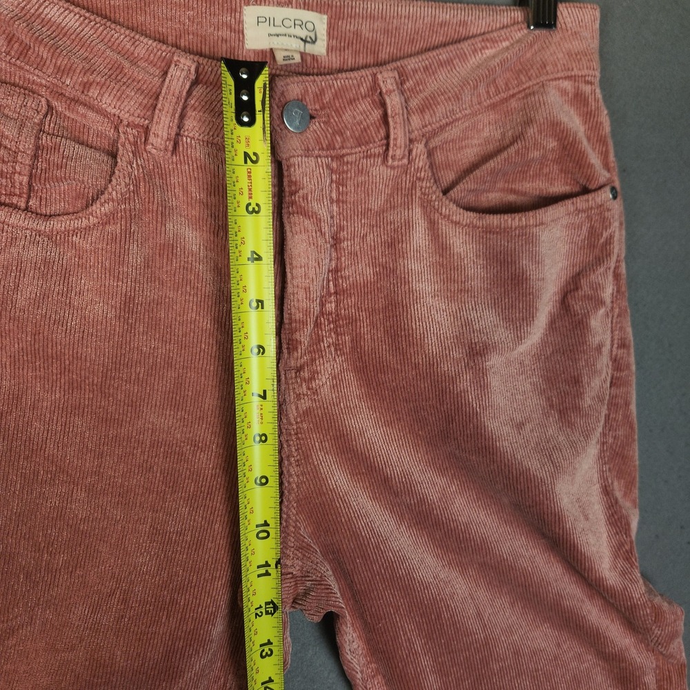 Pilcro Anthropologie Corduroy Pants 31 Pink The Yaya Mid Rise Crop Flare - Picture 7 of 10